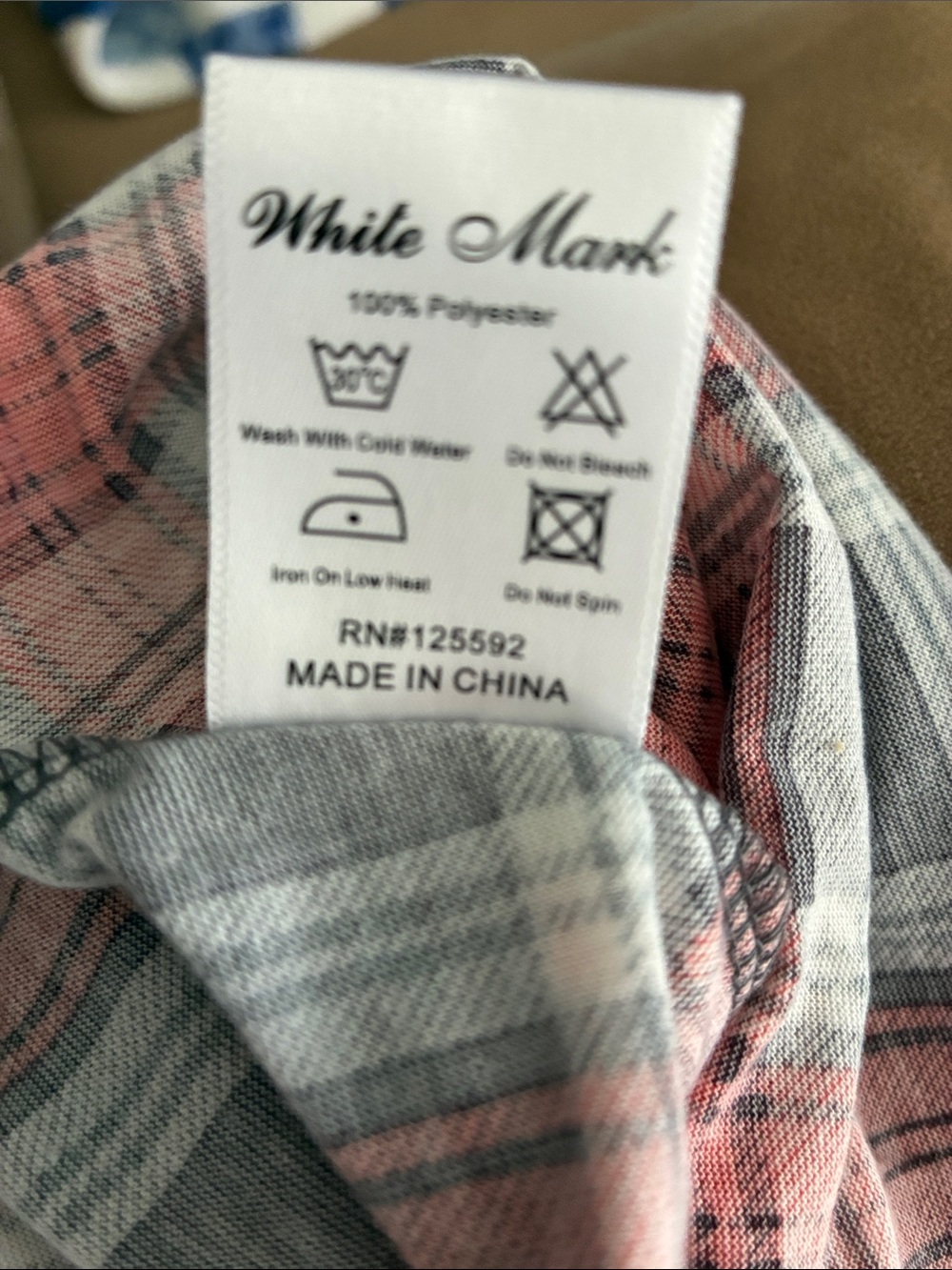 White Mark Shirt Top Plaid Long Sleeve Roll Tab SZ L Gray Orange - Picture 6 of 6
